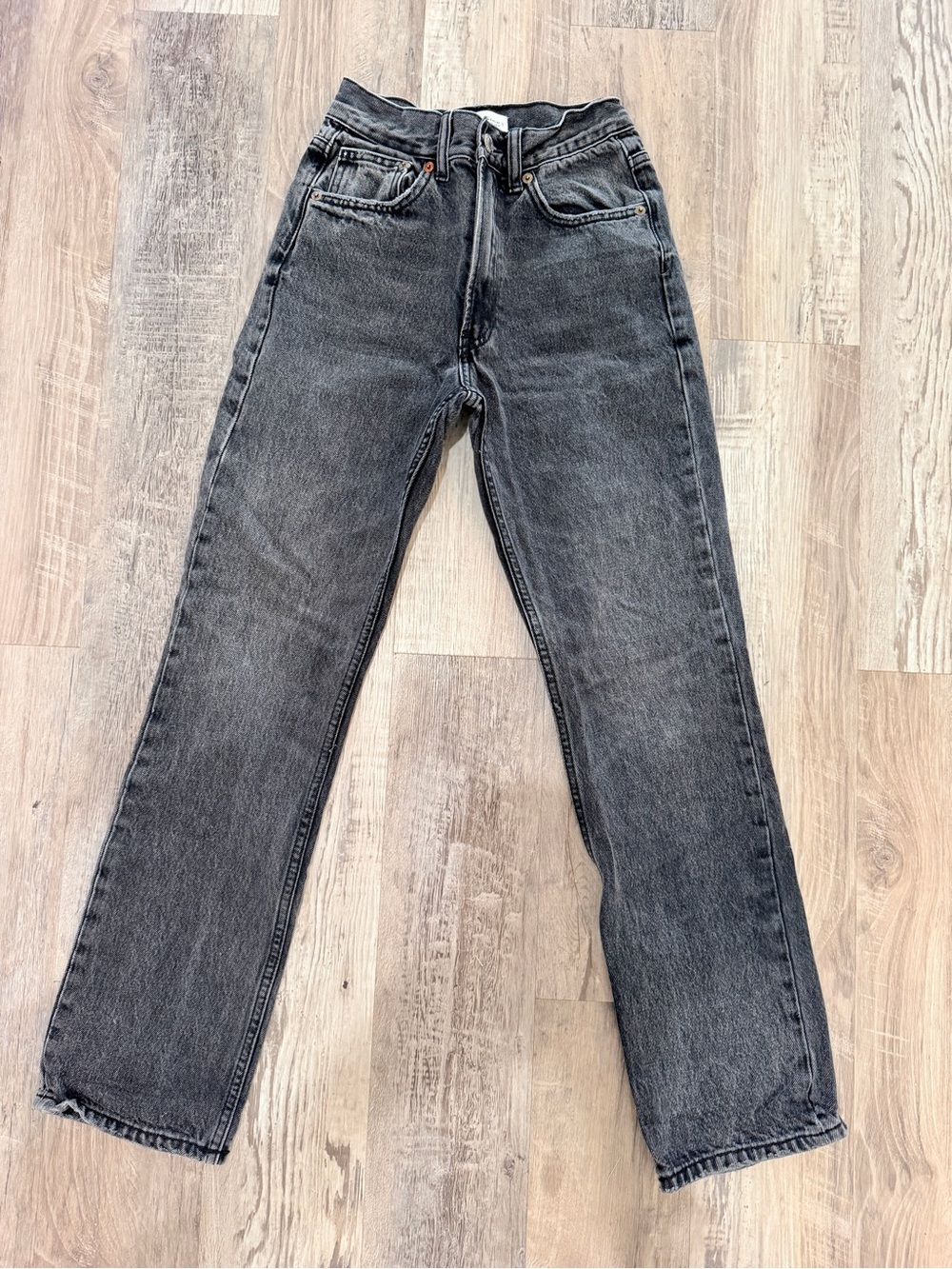 Zara High-Rise Straight Leg Washed Black Jeans - Picture 2 of 4